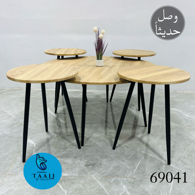 Modern Round Coffee Table Set with Black Legs - Stylish and Functional